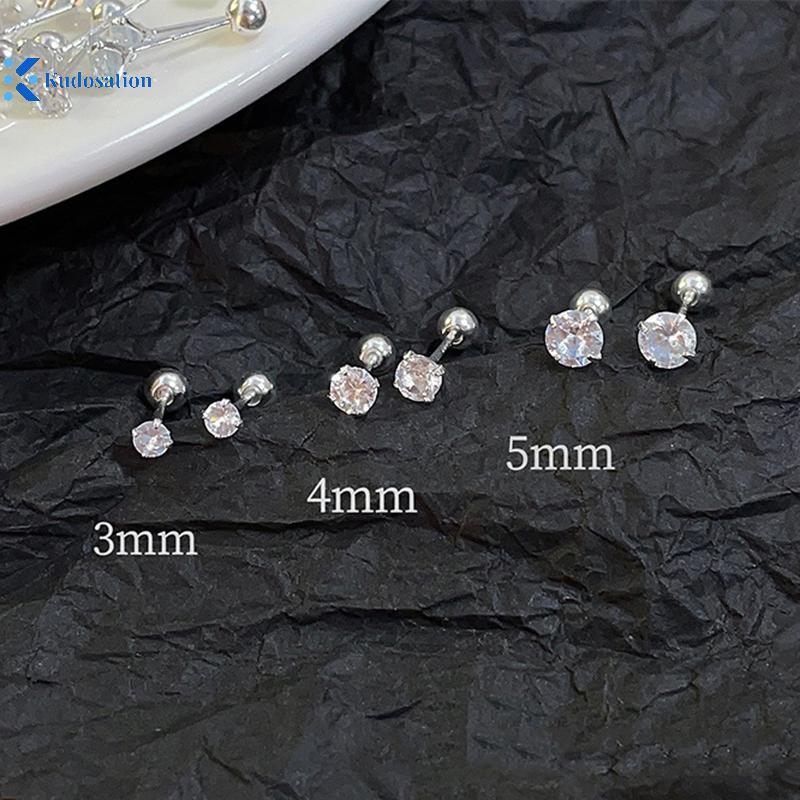 Kudosation - Bộ đôi bông tai pha lê zircon bóng, phụ kiện trang sức đẹp cho sụn tai