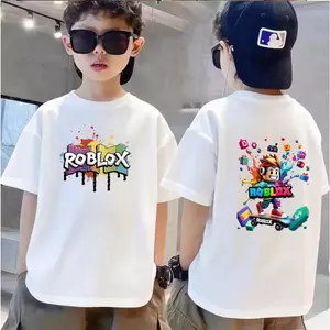 trẻ em dễ thở, cổ tròn, Roblox, in anime, Áo phông V2, tay ngắn, co giãn, [COD] nội địa