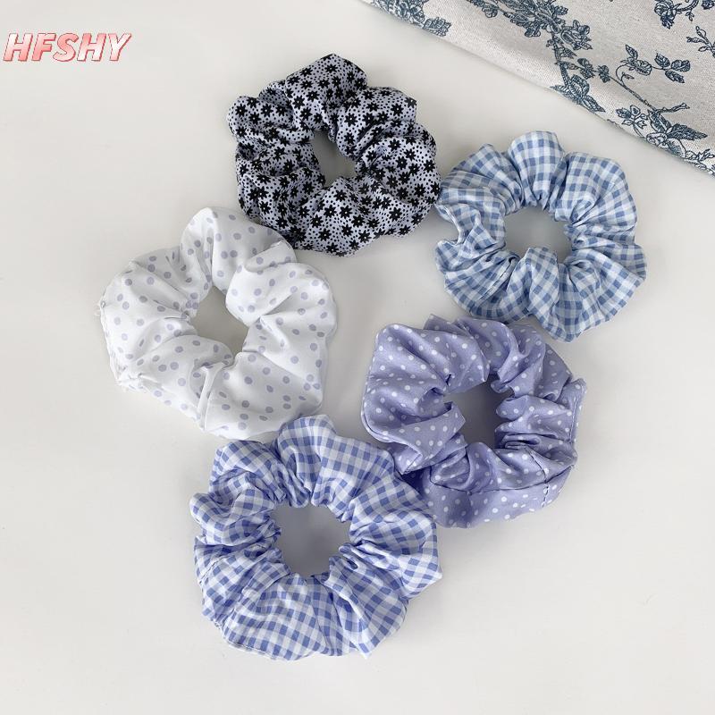 Dây buộc tóc chấm bi scrunchies vải họa tiết hoa ngọt ngào, phù hợp tuổi teen và trường học