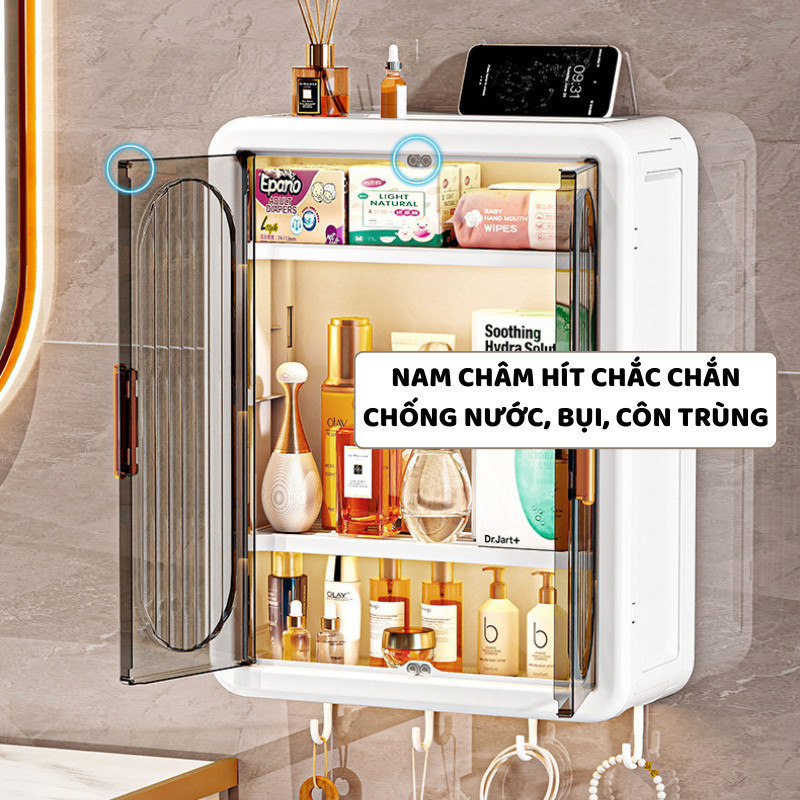 Hộp Treo Tường Phòng Tắm ENODA HOME, Tủ Kệ Trong Suốt Đựng Mỹ Phẩm Kèm Miếng Dán Treo Tường HTREO001