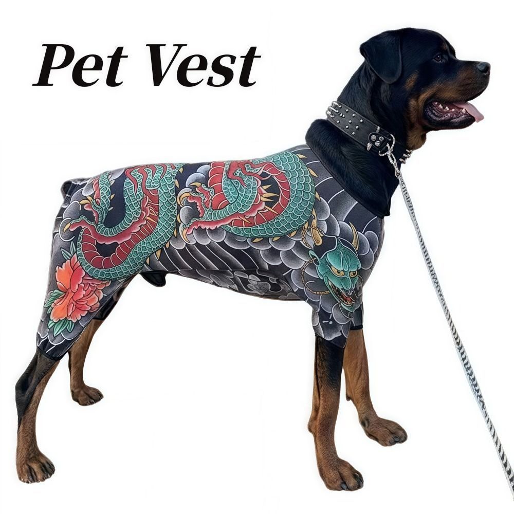 GILL Pet Tattoo Vest, Áo khoác hình xăm chó mèo bốn mùa sống động như thật, Sáng tạo Gần gũi Quần áo thú cưng thoáng khí mát mẻ cho thú cưng S đến 6XL