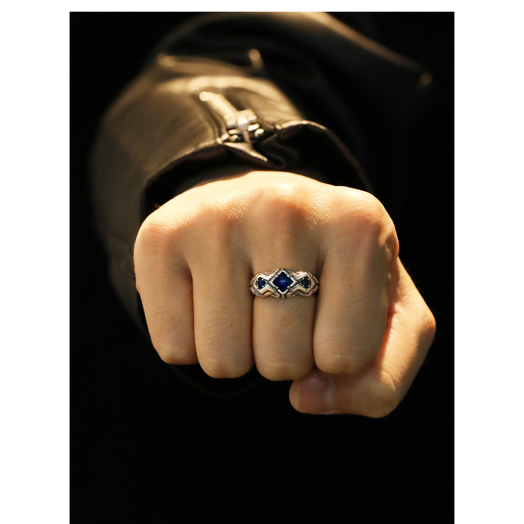 Nhẫn nam đa năng khí chất thời trang sapphire niche độc đáo
