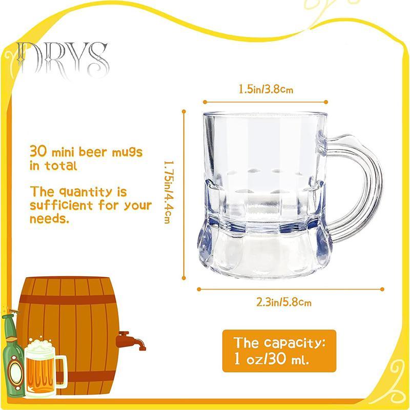 (TFT) 5 / 10 Chiếc 30ml Cốc Bia Tay Cầm Nhỏ Nhựa Whisky Mini Cho Tiệc Cốc Thủy Tinh Barware Nhà Bếp Thanh Ăn Trang Trí Sân Vườn MỚI