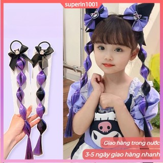 Phim hoạt hình Series Dây buộc tóc giả màu tím có giá trị cao cho trẻ em, Độ đàn hồi cao, Phụ kiện tóc giả Kuromi dễ thương