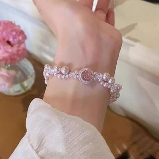 Vòng tay ngọc trai giả kim cương siêu nhỏ