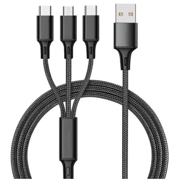 Dây cáp sạc 3 đầu bọc dù 3 trong 1 đa năng nhiều màu sắc. Dùng cho nhiều dòng ios và android dài 1.2 mét - Hàng sẵn kho