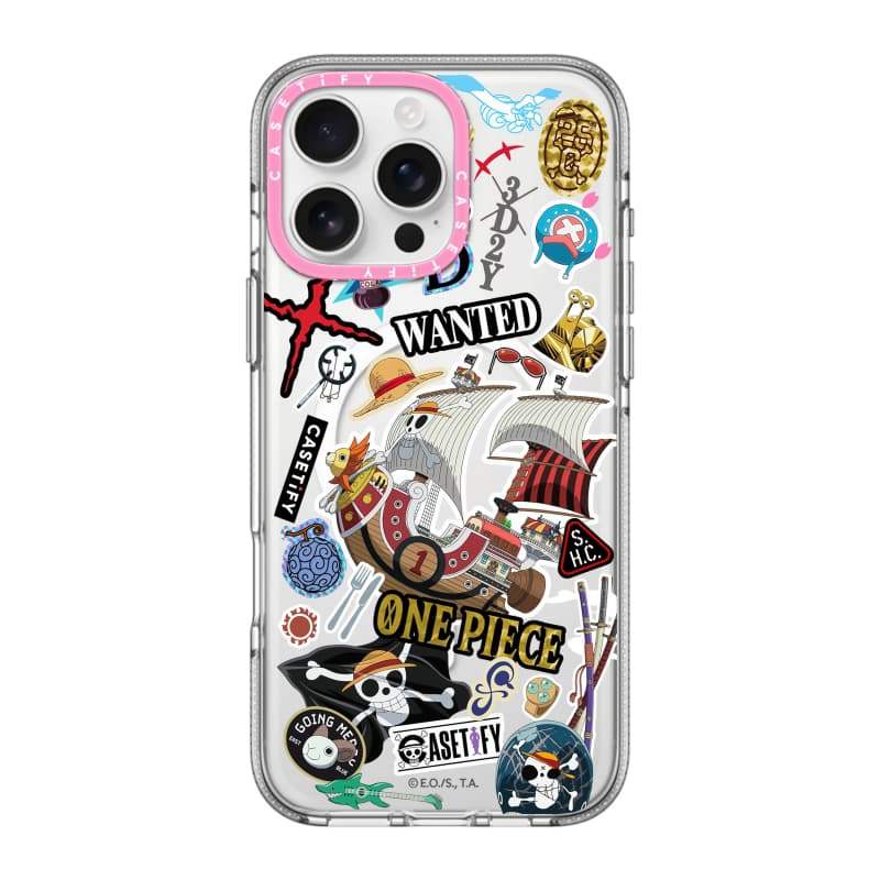 CASECASE X ONE PIECE Luffy Gears Evolution Sticker Case HỒNG CAMERA RING EDITION Tác động Vỏ hút từ trong suốt cho IPhone 17 / 16 / 15 / 14 / 13 Pro Max Air với bao bì cao cấp