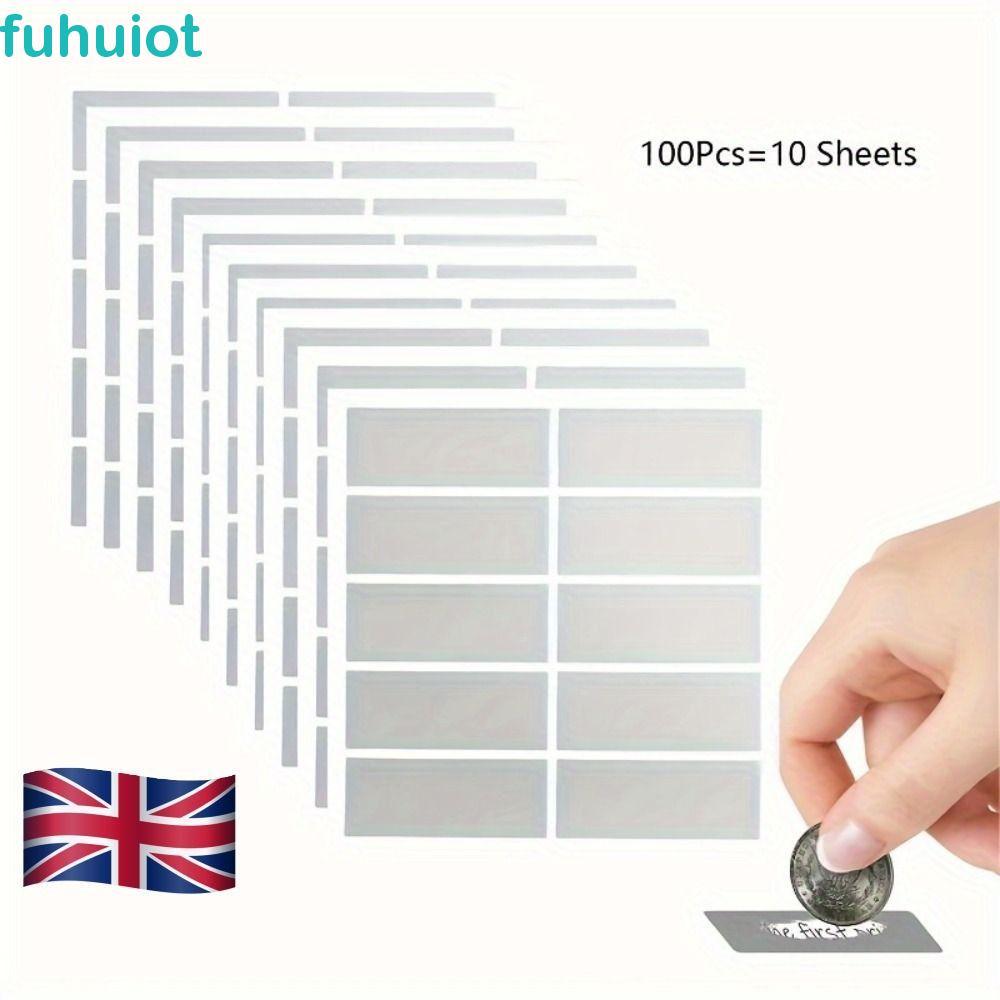 FUHUIOT 100 Miếng Dán Cạo Thẻ Trầy Xước, Dán Hình Chữ Nhật Dính Xước, Sáng Tạo Vui Nhộn Thẻ DIY Nói Câu Trả Lời Mật Khẩu