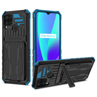 Dành Cho Realme C12 / C15 / C25 Ốp điện thoại Cứng Có Chân Đế Đựng Thẻ Nhiều Màu Vỏ Bảo Vệ Chống Rơi