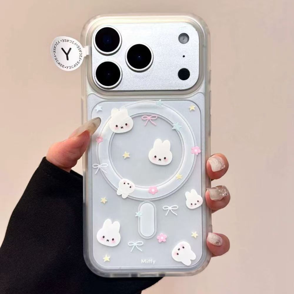 Bow cung thỏ cho iPhone 17 trường hợp iPhone 16 rõ ràng hút từ 14promax dễ thương 12 đơn giản