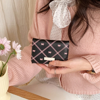 Sweet Bow In Ví Nữ Phong Cách Ngắn Dễ Thương Nhiều Thẻ Có Thể Gập Lại Ví Đựng Tiền Mặt Tiện Lợi