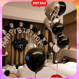 Set 10 Bóng Bay Đen Bạc Trắng Size 10 Inch tương đương 25cm Trang Trí Sinh Nhật, Tiệc Tùng, Party DF25