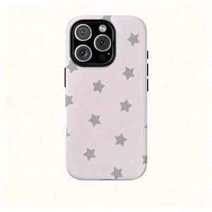 Họa tiết ngôi sao màu hồng nhạt đơn giản Thích hợp cho iPhone 17Promax 16Pro 15 11 12 13 14 xs XR 17Air Vỏ cứng hai lớp chống sốc ZJZC trọn gói