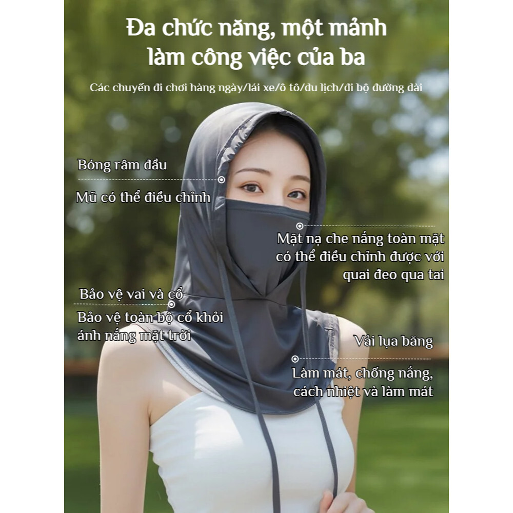 ❤️Chính Hãng❤️Mặt nạ chống nắng/mặt nạ tích hợp cổ và mặt/ mũ bảo hiểm xe đạp chống tia UV/Mặt nạ đạp xe/Mũ Trùm Đầu Kèm Khẩu Trang đa năng Nam Nữ/Cotton Thời Trang Nam Nữ/Chống nắng Mặt nạ lụa băng
