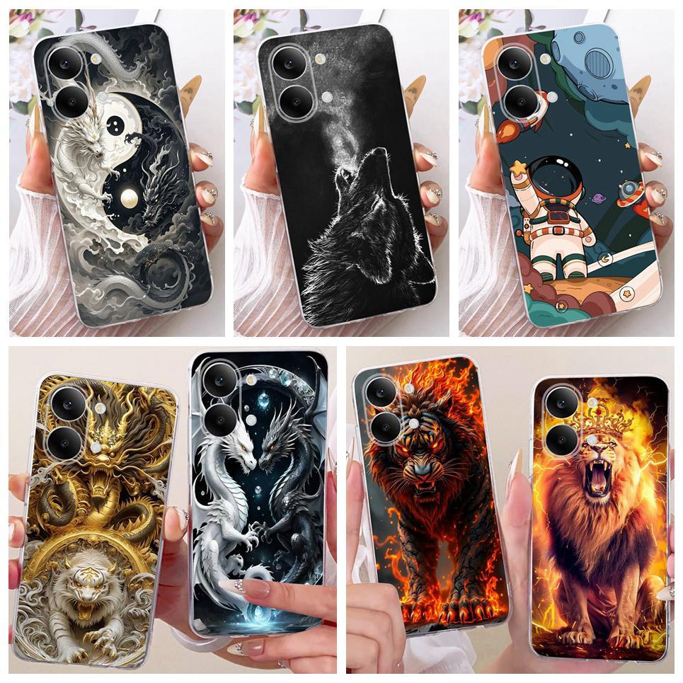 Dành Cho Xiaomi Poco X8 Pro Max Redmi Turbo 5 Max Ốp lưng Mèo Rồng Hoạt Hình Thiết Kế Ốp Lưng Màu Đen Mềm Vỏ Silicon