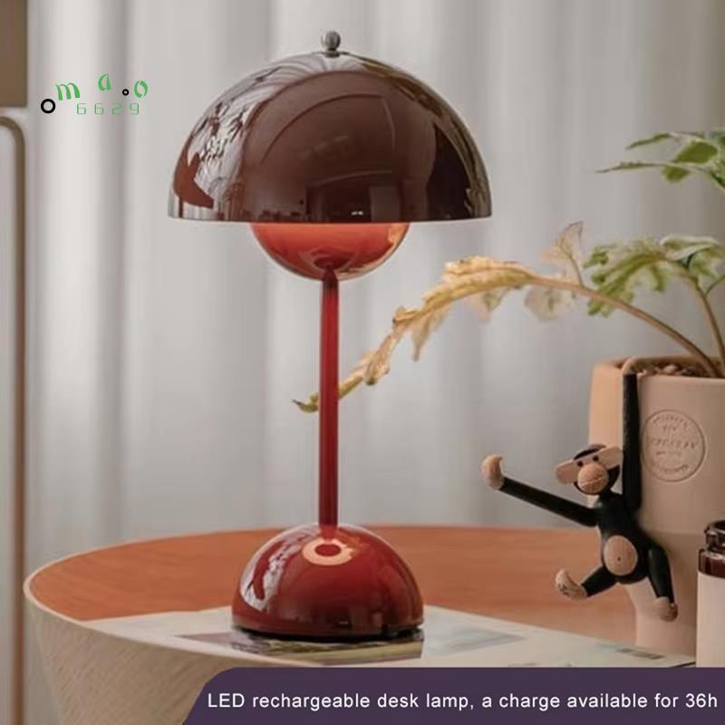 Nấm Hoa Bud Đèn Bàn LED Sạc Để Bàn Đêm Cho Phòng Ngủ Ăn Cảm Ứng Đèn Ngủ Trang Trí