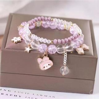 Vòng tay đính cườm pha lê hai lớp dành cho nữ Hoạt hình Cặp đôi Phong cách Dây tay Quà tặng cho người bạn thân nhất Sanrio Cinnamoroll Giai điệu của tôi Ngọt ngào JK Cô gái mềm mại Trang sức học sinh