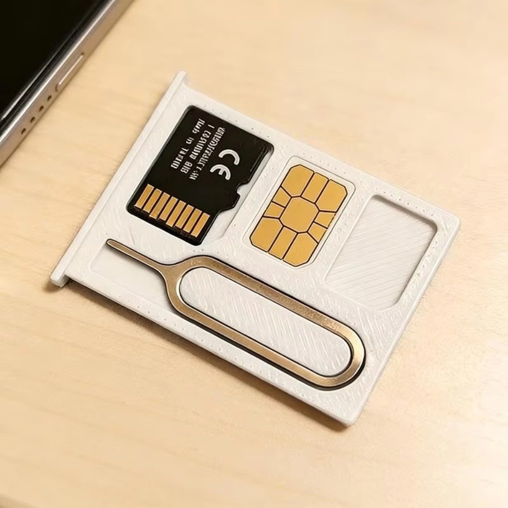 HIGHVIEWLS 1 cái Hộp lưu trữ thẻ nhớ 1 khe TF/Micro SD chống sốc, kèm 2 khe SIM có chốt đẩy