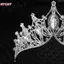 HFSHY Tinh Tế Lấp Lánh Baroque Cưới Pha Lê Cô Dâu Vương Miện Tiaras Tóc Trang Sức Phụ Kiện Nữ Kim Cương Giả Mũ VN
