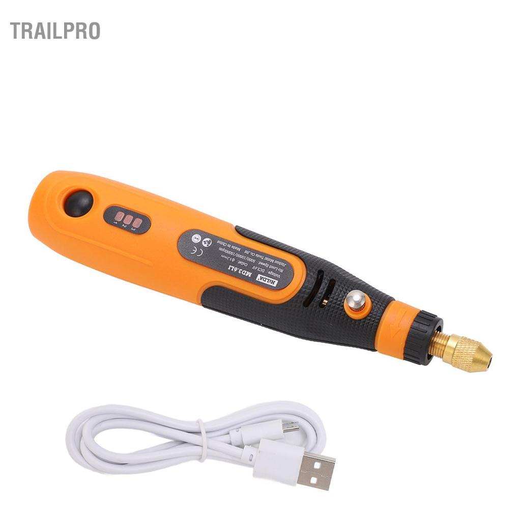 TrailPro Điện Bút Đánh Bóng Công Thái Học 10W Kích Thước Nhỏ Gọn Không Dây Dụng Cụ Xoay Có Thể Sạc Lại Tiếng Ồn Thấp Để Chà Nhám