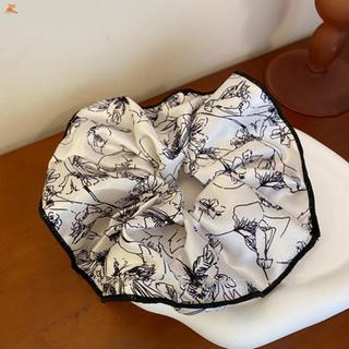 Scrunchie cổ điển màu đen trắng, thiết kế vintage, phù hợp cho tóc thanh lịch