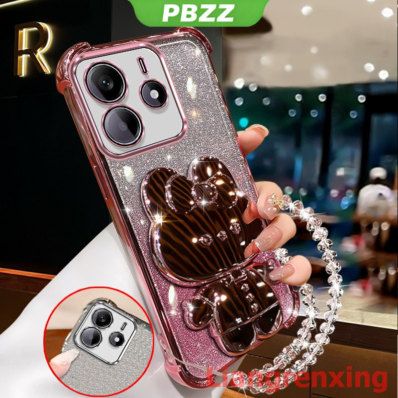 FOR ốp lưng Ốp điện thoại cho Redmi Note 14 Pro 5G, Redmi Note 14 4G 2024, vỏ điện thoại mềm chống sốc, thiết kế mới, gương trang điểm thỏ có giá đỡ, dây đeo SJSFTUZJ02