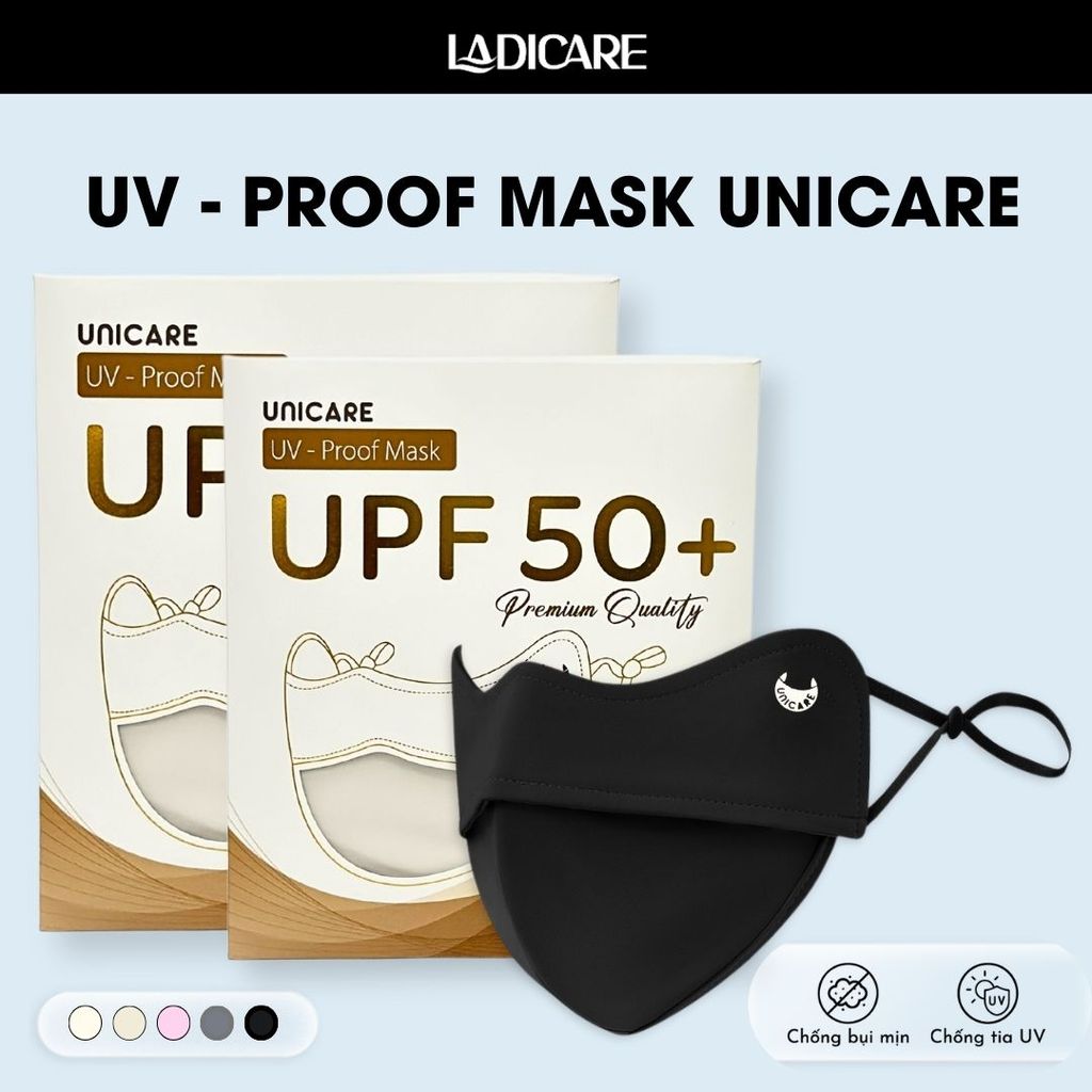 UNICARE Khẩu Trang Vải Chống Tia UV Proof Mask, UPF 50+ Ngăn UV Hiệu Quả, Tái Sử Dụng Nhiều Lần, Chính Hãng