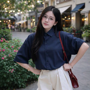 Áo sơ mi nữ cộc tay basic form rộng siêu xinh tôn dáng siêu đẹp MIHO22545