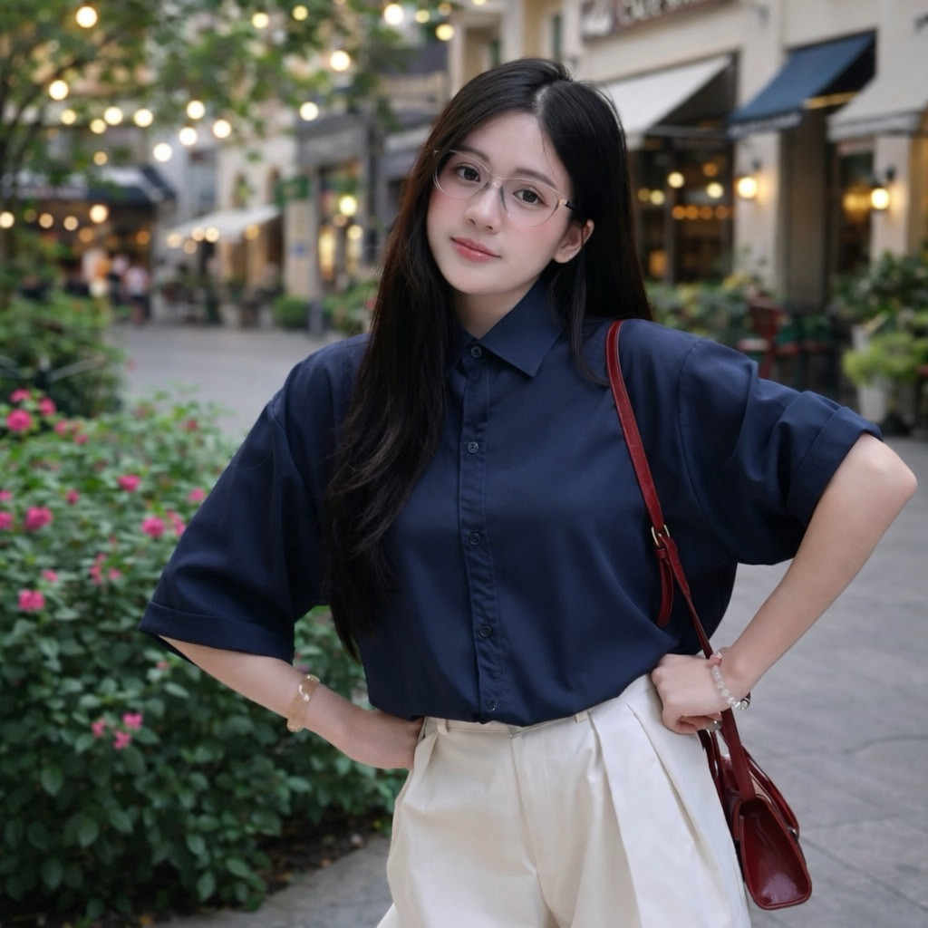 Áo sơ nữ tay ngắn Hàn Quốc sơ mi công sở sơ mi học sinh from rộng xinh đẹp MIHO22555