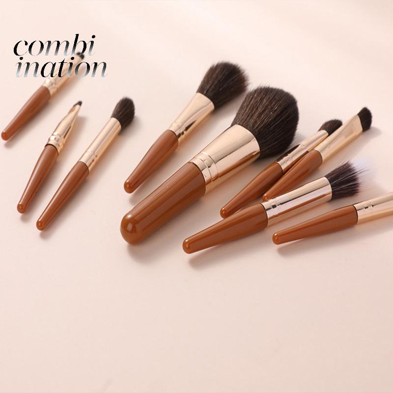 (TFT) 9 Chiếc Bộ Bàn Chải Trang Điểm Có Thể Bảo Vệ MiniCosetic Brush Powder Foundation Blush Blooming Eyeshadow Blending Brush Kit MỚI