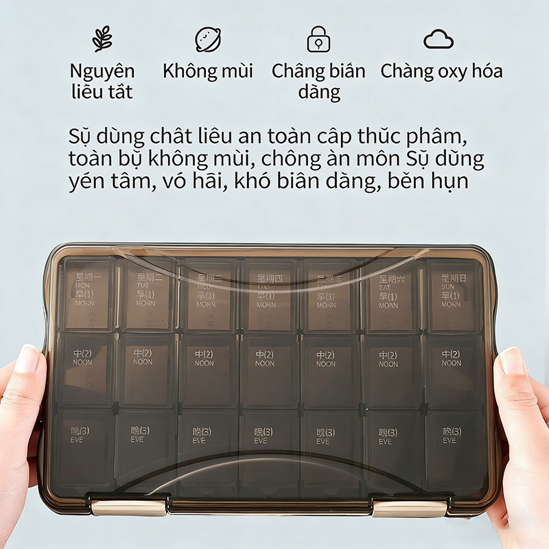 Hộp Đựng Thuốc 28 Ngăn 7 Ngày - Hộp Chia Thuốc Tuần 4 Ngăn Sáng/Trưa/Chiều/Tối,Thiết Kế Nhỏ Gọn, Tiện Lợi