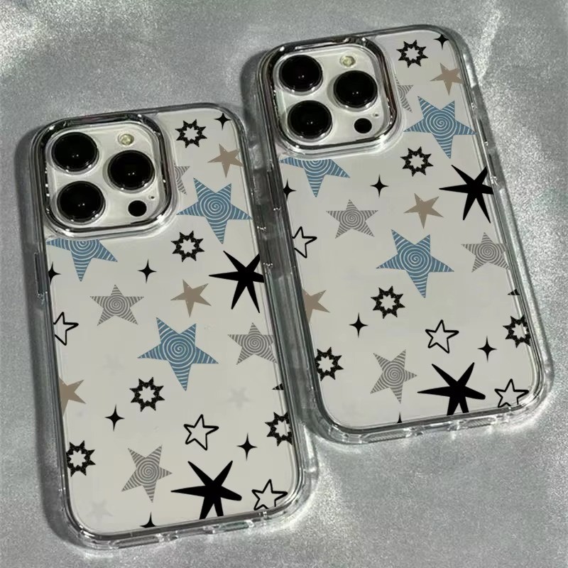 Ốp Điện Thoại Họa Tiết Ngôi Sao Năm Cánh Doodle Nhiều Màu Sắc Cho Samsung S25 S24 FE S26 S23 Ultra S20 S22 S21 Plus Vỏ Chống Sốc Trong Suốt