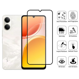 Kính cường lực bảo vệ màn hình Vivo Y05 2 trong 1 cho Vivo Y29t Y39 Y29s Y29 Y19s Y38 Y28 Y18 Y03 Y27 Y27s Y17s Y36 Y04 4G 5G Phim bảo vệ kính chống va đập & Phim ống kính máy ảnh