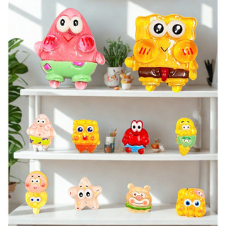 Set charm bọt biển 10 món SpongeBob + Patrick vui nhộn - Bộ trong suốt có PHÁT SÁNG