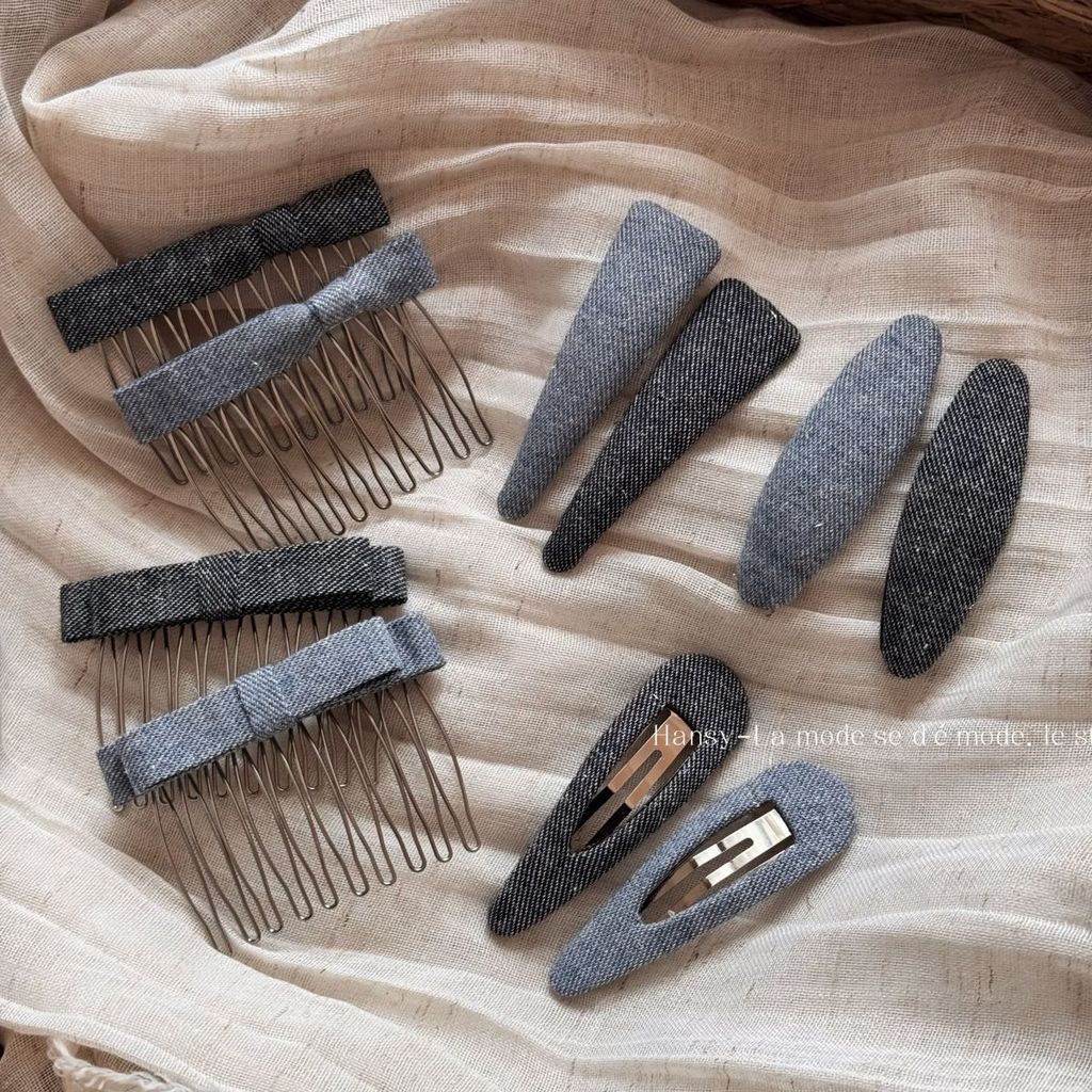 Kẹp tóc vải Denim Hàn Quốc Kẹp tóc nữ