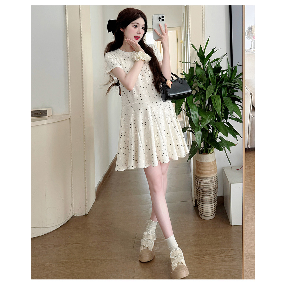 Trang phục bà bầu mùa hè Thời trang mỏng hơn Váy chấm bi