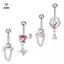 Nhẫn xuyên bụng zircon hình trái tim, trang sức cơ thể thời trang cho nữ