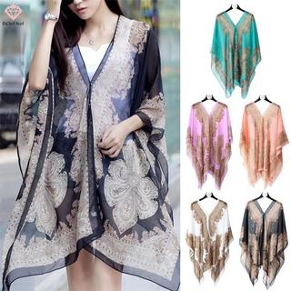 Khăn choàng thời trang chống nắng đi biển, dáng rộng có nút buộc