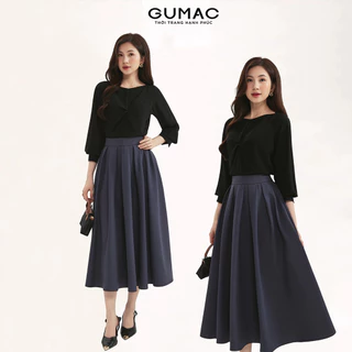 Chân váy nữ xếp ly form A GUMAC dáng dài chất liệu cotton lạnh thoáng mát đứng form  LVE1001
