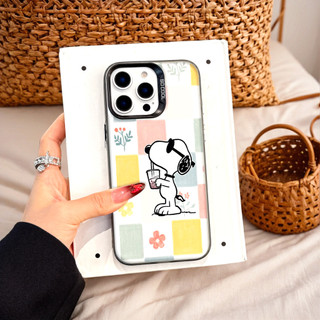 Ốp Lưng Iphone Phim hoạt hình thời trang Cho Iphone 7 xs xr 11 12 13 14 15 16 Pro Max Plus SNOOPY Grid simple fashion