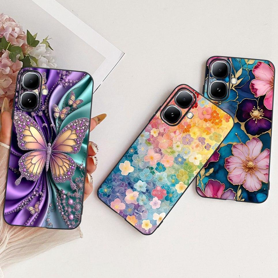 Hoa Bướm Sang Trọng Nữ Tính Thời Trang Cho Infinix Smart 20 4G Ốp lưng X6840 Mềm Mỏng Mờ Silicon TPU Ốp Lưng