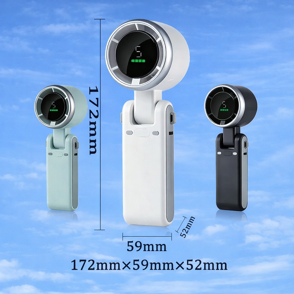 𝐓𝐞𝐜𝐡 𝐒𝐭𝐨𝐫𝐞 Quạt cầm tay Siêu Nhỏ màn hình led Dung Lượng Pin 4000 mAh Có thể gấp 180 độ Quạt Mini Cầm Tay 5 số gió
