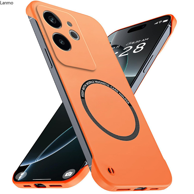 Mỏng Từ Tính Không Khung Cho Realme GT6 GT 6 6T Trung Quốc Ốp Điện Thoại Mờ Chống Trầy Xước Vỏ PC Cứng Không Biên Giới Giáp Chống Sốc