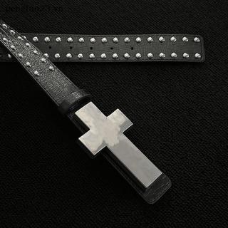 Thắt lưng chữ thập bằng kim loại đính đá phong cách tối Gothic Punk