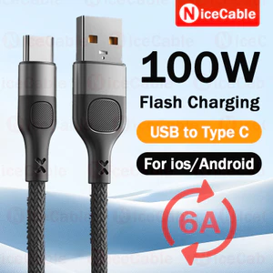 Dây sạc điện thoại di động USB sang Type C 100W Cáp chống treo bện Nylon 6A Cáp dữ liệu sạc nhanh cho ios / Android