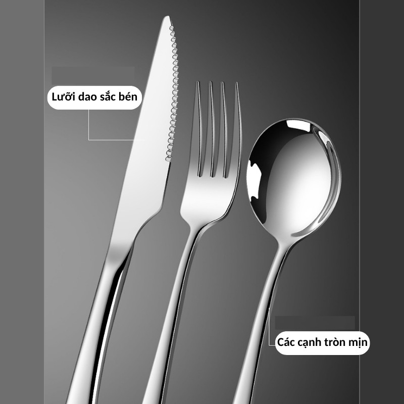 Bộ Dao Thìa Nĩa Inox 304 Elegant KOOBEE Đa Dạng Kích Cỡ – Dùng Ăn Bít Tết, Món Âu, Chuyên Cho Nhà Hàng – Khách Sạn | 343