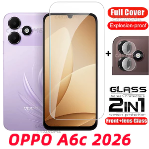 OPPO A6c 2026 A6s Full Cover Kính Cường Lực Flim Cho OPPO A6c A6s A6x OPPOA6c A6 c A 6c Pro 4G 5G Phim Trước Mặt Sau Ống Kính Kính Kính Mặt Sau Camera Bảo Vệ Màn Hình Ống Kính