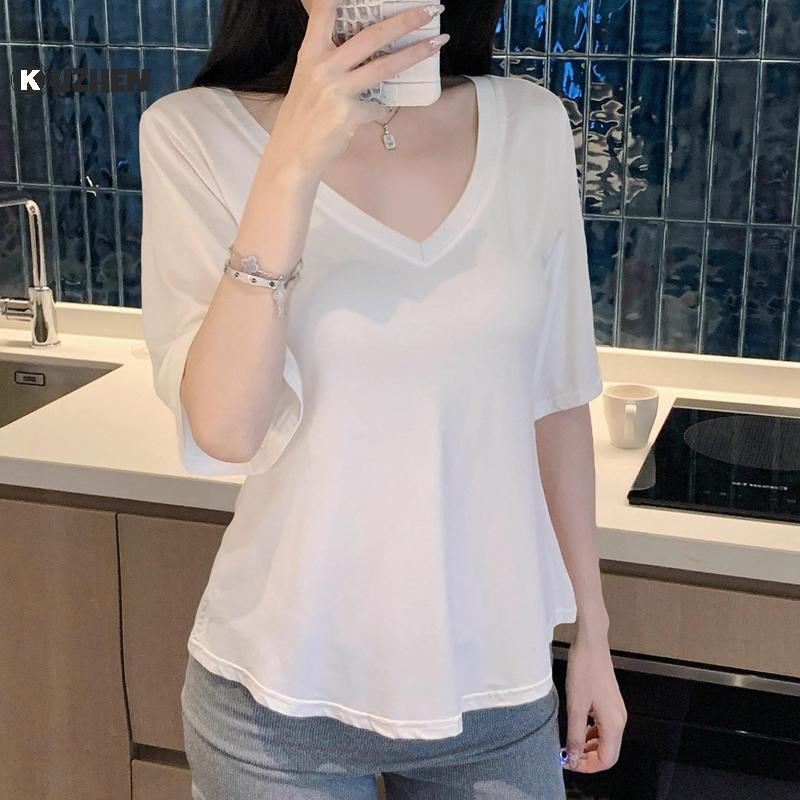 KUZHEN Áo Thun Nữ Slim Fit Co Giãn, Phù Hợp Mặc Hàng Ngày Mùa Hè