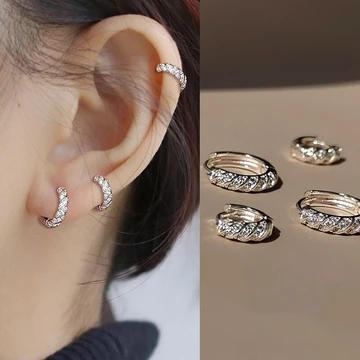 Bông Tai Bạc S925 Khuyên Tai Tròn Đính Đá Zircon Dáng Xoắn Cá Tính Phong Cách Hàn Quốc Sang Trọng Tinh Tế Phụ Kiện Trang Sức Nữ Thời Trang Thu Đông Cao Cấp Hot Trend Khuyên Tai Kho