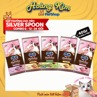 [ Combo 6 - 12 - 24 gói ] Súp Thưởng Thìa Cho Mèo Silver Spoon Unicharm Dạng Thìa Nhật Bản Gói 40g